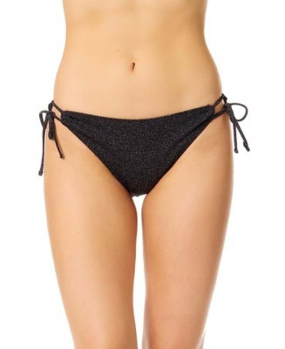 Salt + Cove Metallic Side-Tie Bikini Bottoms Juniors' XS Black Sits at Hips